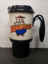 Vintage Whirley The Hawgs 20 Oz Travel Drink Coffee Cup With Lid, Handle CLEAN