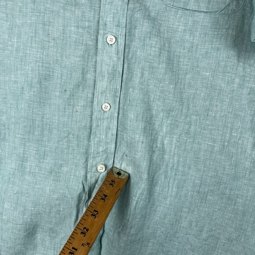 Brooks Brothers Hemden 1818 Herren 100% Leinen Regent Knopf türkis blau kurzarm - Bild 8 von 11