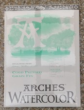 Vintage Arches Watercolor Pad 9" x 12" 140lb - 100 Cotton- 12 Sheets -Sealed