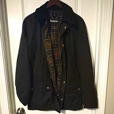 Barbour Men s Classic Wax Jacket Black Size L Regular Fit Short Zip/Button