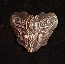 Antique 1900s Art Nouveau Butterfly Brass 2 Peice Interlocking Belt Buckle