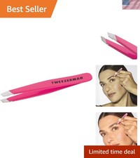 Vibrant Neon Pink Mini Slant Tweezer - Perfect for Travel  Brow Shaping