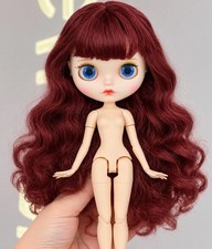 Blythe ICY Doll 12   Red wavy Hair matte face nude Jointed Doll