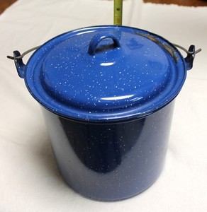 Blue Enamelware Camping Pot with Lid & Handle