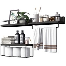 Bathroom Shelves Over Toilet for Wall Floating Shelves with Storage Basket Pa...