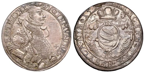 HUNGARY. Transylvania. Sigismund Bathori (1593-96) Thaler NGC AU58 Dav.-8804