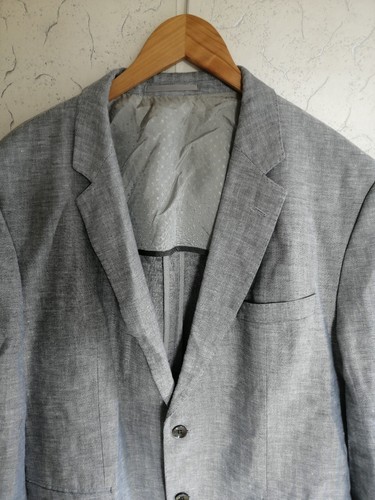 Hugo Boss mens Pure Linen Jackets Blazer Light Grey UK 44 Chest 44in. Very Good - Picture 3 of 21