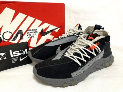 2018 Nike React Wr Ispa Black Metallic Silver-Gunsmoke AR8555-001 with Box Us9.5