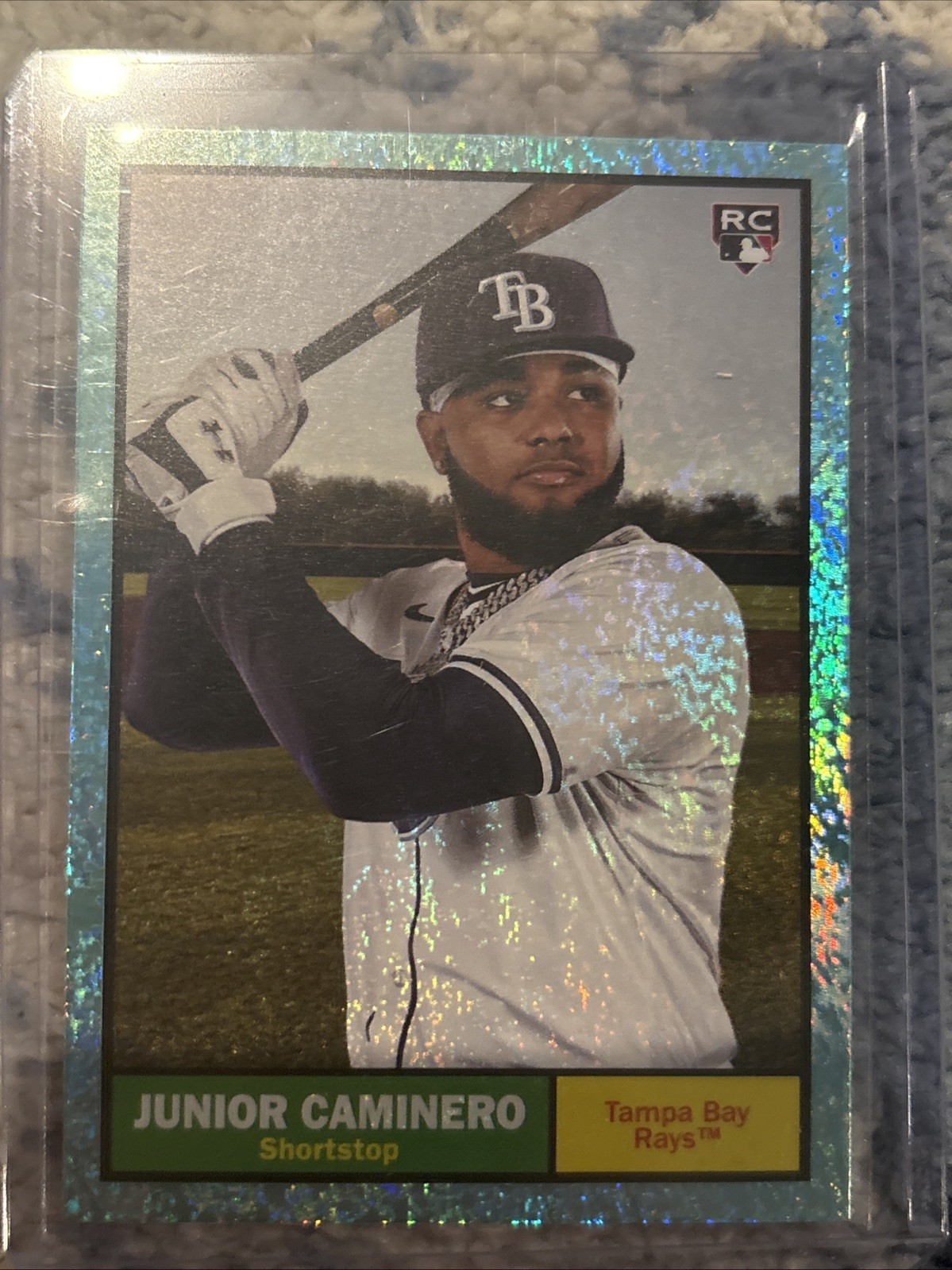 2024 Topps Archives - 1961 Topps Junior Caminero #33 Aqua Sparkle /75 (RC)