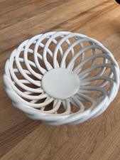 "Cesta de cerámica de celosía blanca vintage de 8,5"" para pan frutero"
