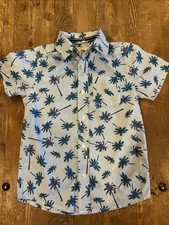 Boys The Children Place Blue Hawaiian Button Down Shirt Short Sleeve XS 4 Beach