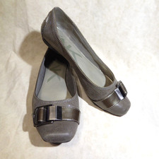    Anne Klein Sport Ballet Flats sz 8.5 M Steel Gray Reptile Leatherette; Straps
