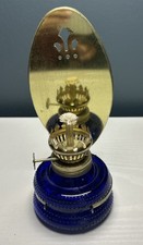 Vintage Small Cobalt Hobnail Blue Oil Lamp Light 3.5 X 3" No Hurricane Hong Kong