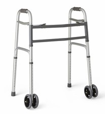 Medline Heavy-Duty Bariatric Folding Walker with 5  Wheels and Durable Handles,