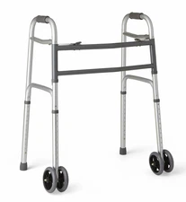 Medline Heavy-Duty Bariatric Folding Walker with 5” Wheels and Durable Handles,