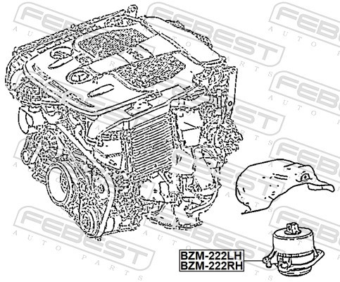 Left FEBEST BZM-222LH Engine Mounting for MERCEDES-BENZ