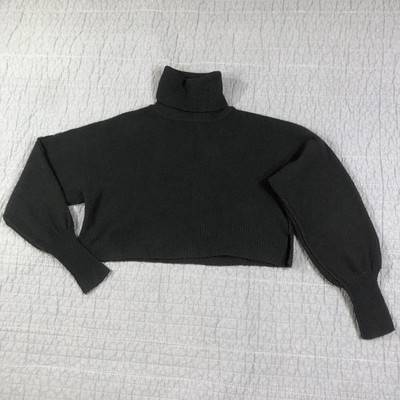 Urban Outfitters Sweater Women Small Black Cropped Turtleneck Balloon Sleeve
