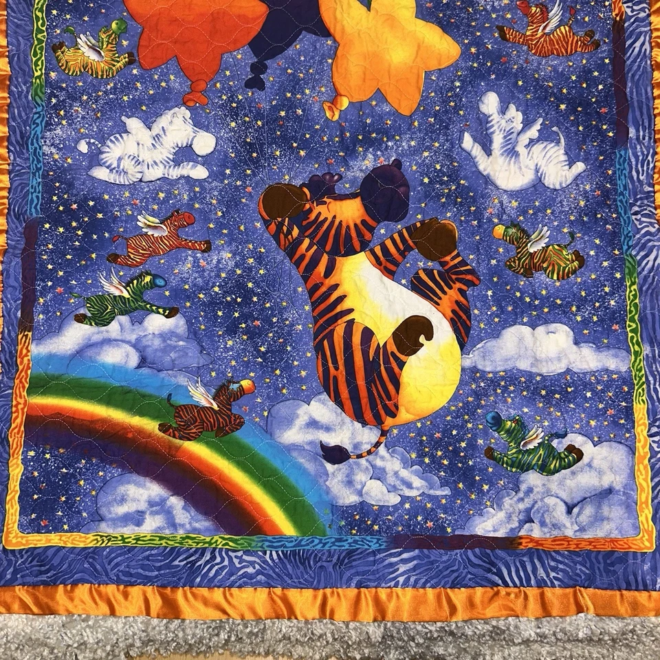 Manta de doble cara Rainbow Zebra Winky Wheelers brillante colorida 35x41 usada en excelente estado Foto 3 de 4