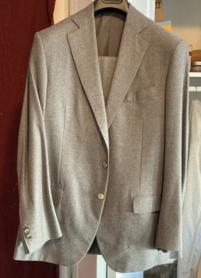Loro Piana Gray Super 160 s Wool Flannel 2pc Suit 42R Two-Button