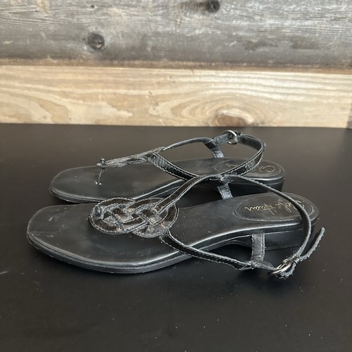 Cole Haan Black Patent Leather Infinity Knot Slingback Sandals Women’s 8.5 - Picture 2 of 7