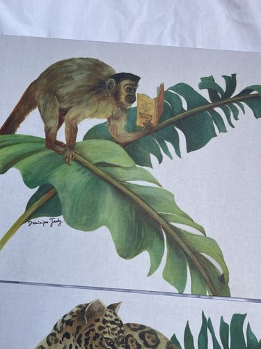 6 Beautiful Placemats Jungle Animal Artist Dominique Jardy Hi-end Cork Backed - Picture 6 of 16