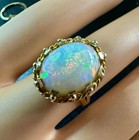 Art Deco 8 Carat Opal Ring 14K Yellow Gold Antique Cocktail Statement Ring — photo 2
