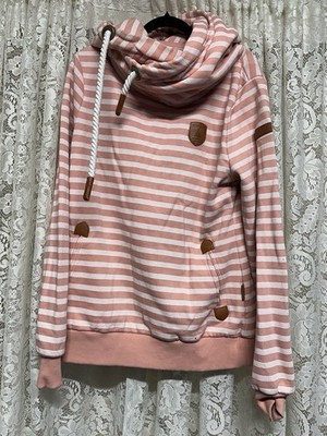 Wanakome Peach Pink Striped Hoodie Size Medium