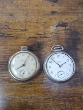 Pair Of Westclox Scotty Pocket Watch Antique 1953 Silvertone Running brass ...