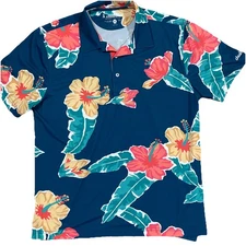 Chubbies Hawaiian Floral Style Golf Athleisure Medium Short Sleeve Shirt