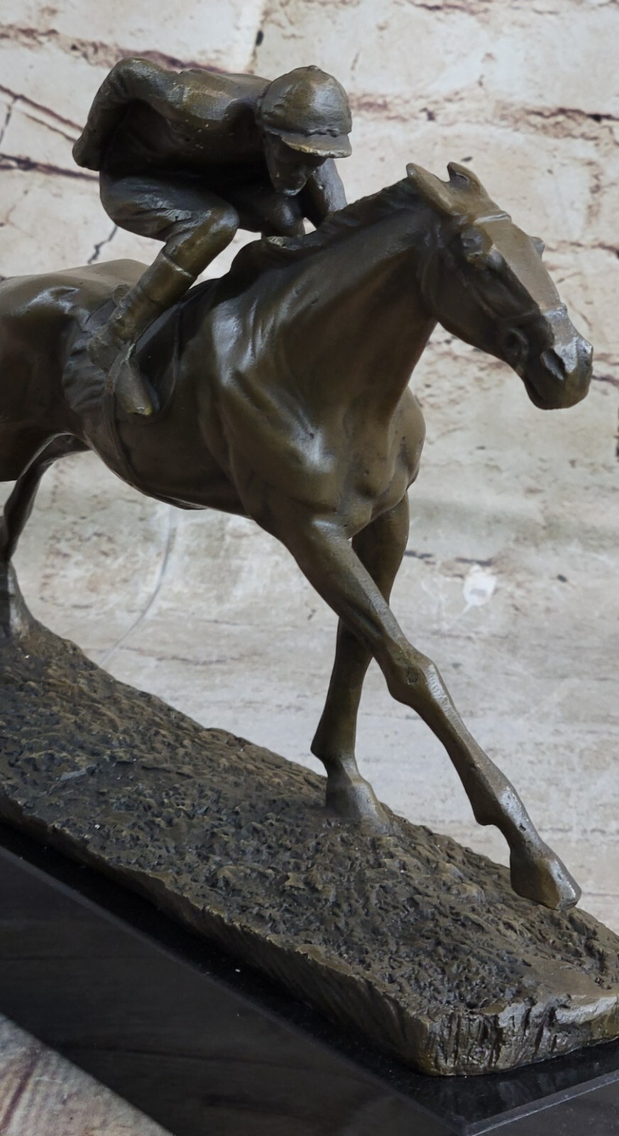 WONDERFUL PURE BRONZE HORSE AND JOCKEY RACEHORSE STATUE SCULPTURE LARGE eBay