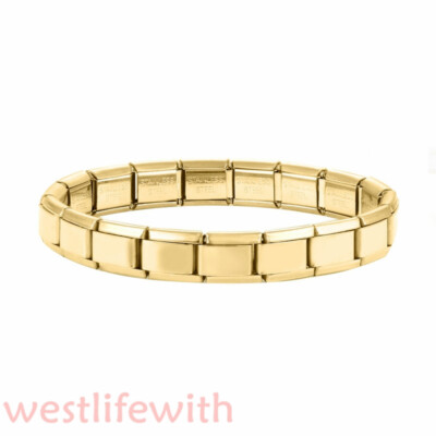 Gold Italian Charm Starter Bracelet 9mm Stainless Steel 18 Link Italian Bracelet