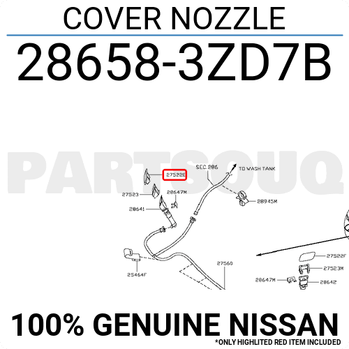 オーダー専用ページ 286583ZD7B Genuine Nissan COVER NOZZLE 28658-3ZD7B | eBay