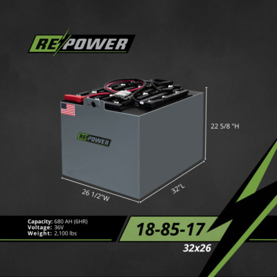 Repower Reconditioned 18-85-17 Electric Forklift Battery 36V 32