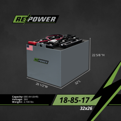 Repower Reconditioned 18-85-17 Electric Forklift Battery 36V 32