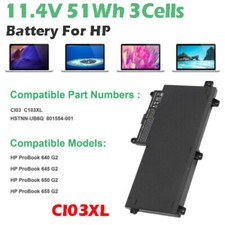 CI03XL C103XL Battery/Charger for HP ProBook 640 645 650 655 G2 G3 801554-001