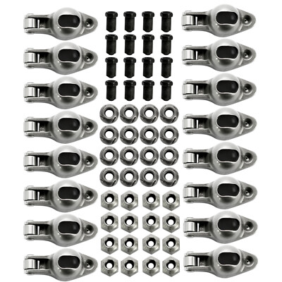 #ad 16Pcs Steel Roller Tip Rocker Arms Set for Small Block Chevy 350 1.6 Ratio 3 8quot; $85.50