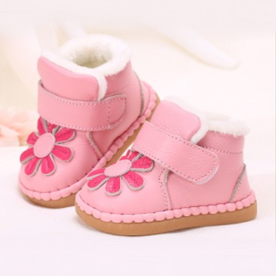 Baby Mädchen Winter Fell Stiefel Boots 19 ~ECHTES LEDER~ rosa mit Blume Handmade