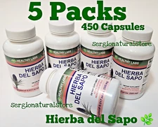 5 Packs HIERBA del SAPO Herb (Ergiuynm Carlinae) Healthy labs 450 Capsules