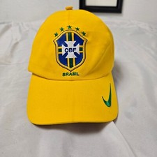 Brazil Soccer Cap Youth size adjustable fit Yelow and Blue