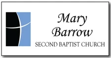 SECOND BAPTIST CHURCH WHITE GOLD SILVER PERSONALIZED NAME BADGE MAGNETIC