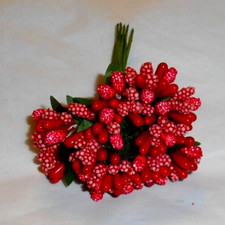 VINTAGE style Millinery RED Bead flower pick/bunch Dolls, Scrapbook  Crafts