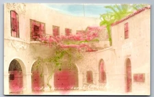 C.1930 RPPC HAND COLORED MISSION CHURCH, PLACITA, LOS ANGELES CA PATIO PHOTO P30
