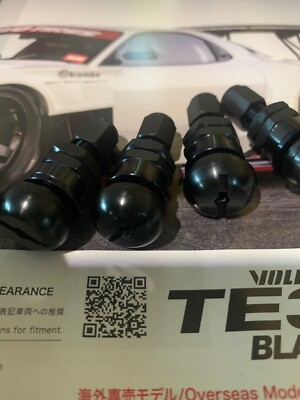 Authentic RAYS VOLK RACING''Black FORGED ALUMINUM VALVE STEM CAPS SET OF 4