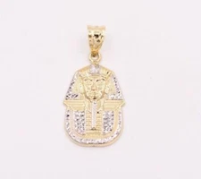 1 3/8" Pharaoh Egyptian King Diamond Cut Pendant Real 10K Yellow White Gold