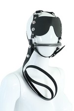 BDSM Kopfgeschirr Mundknebel mit Trense Leine Augenbinde Bondage Mund Knebel