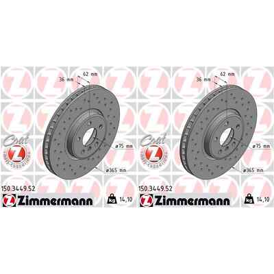 2x ZIMMERMANN SPORT BREMSSCHEIBEN 365mm GELOCHT VORNE passend für BMW X5 X6
