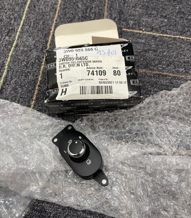 Bentley Continental Gt & Flying Spur Mirror Switch 3W0959565C New