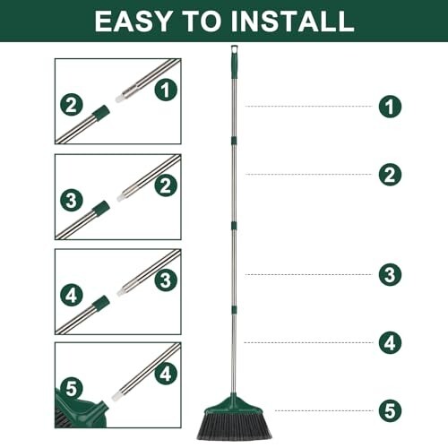 Heavy Duty Broom Outdoor Indoor Commercial Broom with 50 inches Long Handle