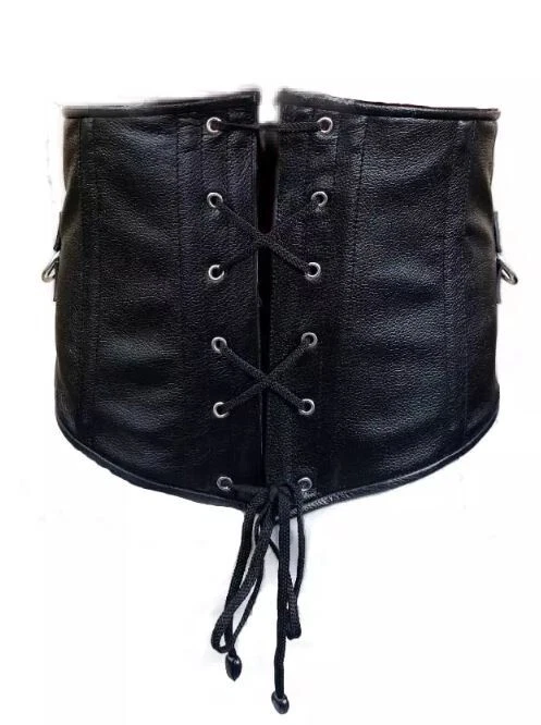 Real Leather Corset for Men – Black Heavy Duty Gothic Style Waist Cincher - Image 4 of 4