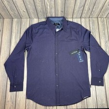 Kenneth Cole Mobility Woven Shirt Long Sleeve Button Performance Comfort M Slim